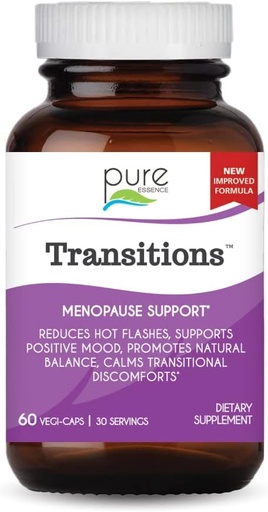 [BRSWIY3YPN5ACHLU] Pure Essence Labs Transitions Vitamine für Frauen, Natürliche Menopause-Relief-Ergänzung zur Förderung der Hormonbilanz, Reduzieren Hot Flashes, Mood Swings & Nacht Sweats, 60 Kapseln