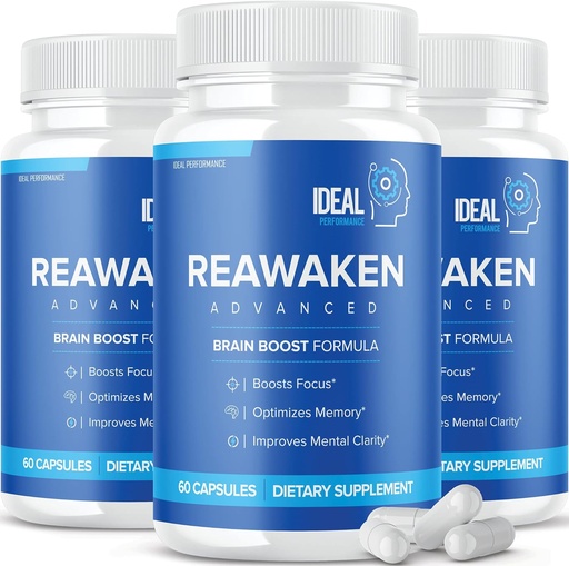 [BRSW2AYPDJ7AMELU] Reawaken Brain Boost supplement til hukommelse avanceret formel (3 pakke - 180 kapsler)