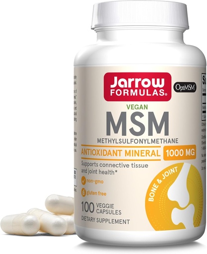 [BRSWIZT4CYNQYF3E] Jarrow Formulas MSM 1000 mg - 100 Veggie Capsules - Methylsulfonylmethane - Source of Sulfur - Dietary Supplement Supports & Strengthens Joints - Up to 100 Servings