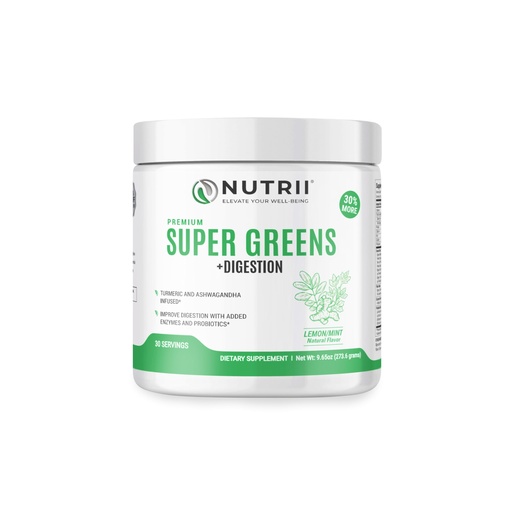 [BRSRAZICAACAOFDV] Organic Green Immunity Superfood Powder - Soothes Digestion, Boosts Healthy Vitality and Energy. Fast Acting Formula with Probiotics, Enzymes, Turmeric and Ashwagandha (30 Servings Lemon-Mint)