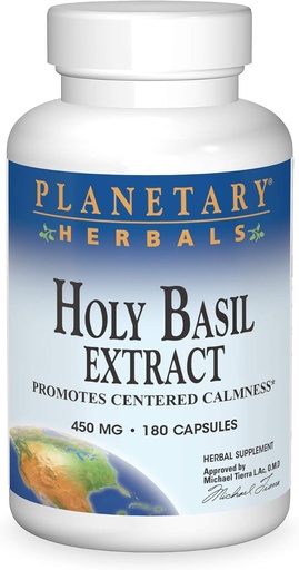 [BRSWKGQPAEOQKFAZ] PLANETARY HERBALS Holy Basil Extract, Supports Centered Calmness, 180 Count