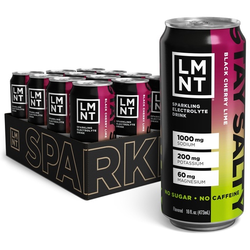 [BRSRAZYTCEFA42Y3] LMNT Sparkling Electrolyte Drink - Black Cherry Lime | 12-Count