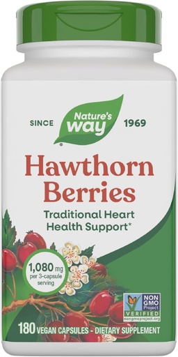 [BRSWIYT3CMOGCFY5] Nature's Way Hawthorn Berries - traditsiooniline südame tervise toetamine * - mitte-GMO projekt kontrollitud - taimsed toidulisandid - gluteenivaba - 180 vegankapslit