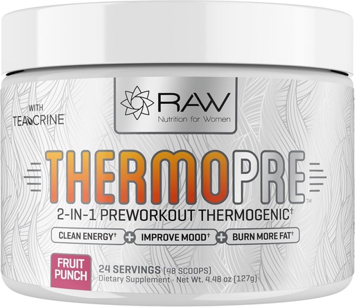 [BRSWKFYACMAQI236] Pre Workout Thermogenic Fat Burner Powder for Women and Men, Energy & Weight Loss Supplement – Focus & Metabolism Booster Drink – No Artificial Sweeteners, Fruit Punch, 24SV