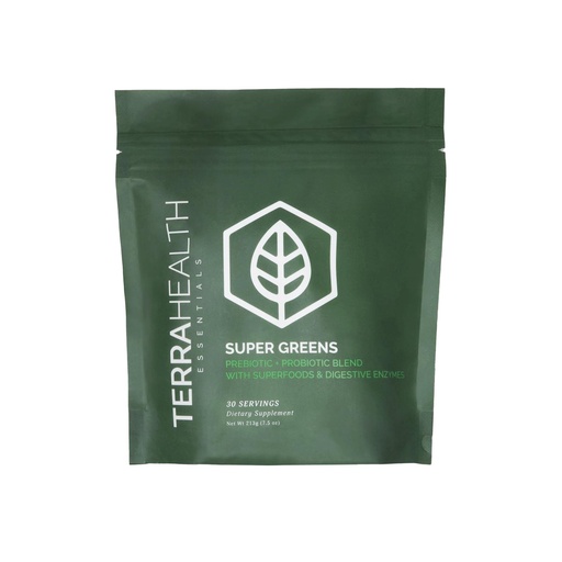[BRSROFQYCUCAY23U] Terra Health Essentials® Super Greens | Organic Superfood Greens Powder | Gluten-Free Gut-Friendly Probiotics | 30 Servings
