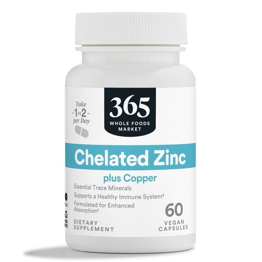 [BRSWGZQBOYFQE2QU] 365 by Whole Foods Market, Chelated Zinc, 60 CT