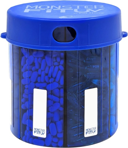 [BRSRAEIFB4CG233G] XL Supplement Pill Dispenser Bottle, 7 Compartment, Labels, Easy Open, Anti-Mixing, UV Protected Organizer, Extra Large Monthly Vitamin, Monster Fit Medication Holder (Cobalt Blue, Large)