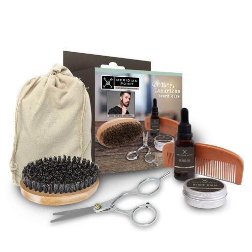 [BRSWGGAFDIGRQFYZ] Beard Grooming Kit For Men Beard Care Kit Includes Accessories - Unscented Natural Beard Balm and Oil, Wooden Comb and Boar Bristles Brush, Stainless Steel Scissors