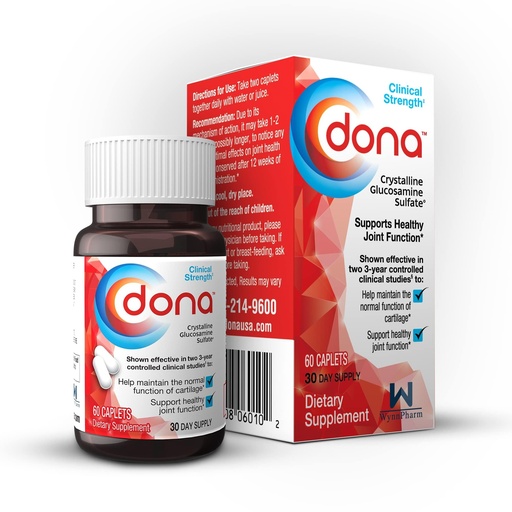 [BRSWGGD2OBYAKE3K] Dona Crystalline Glucosamine Sulfate, 750 Mg, Joint Supplement Pills for Knee Comfort & Joint Health Support, 750 Mg, 60 Count