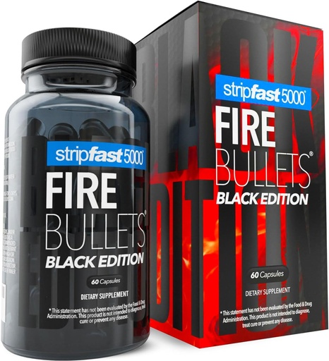 [BRSRABQCOYGQMYLU] stripfast5000 Fire Bullets Black Edition Max Strength for Women and Men - Pack of 1