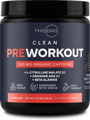 [BRSROZQPDMNR4YLZ] Type Zero Clean Pre Workout (11.3 oz, Fruit Punch) + Beet Root + L-Arginine + L-Citrulline, 2G Arginine, L-Citrulline Malate, Beta A, Sugar Free, Organic Caffeine Preworkout for Men & Women