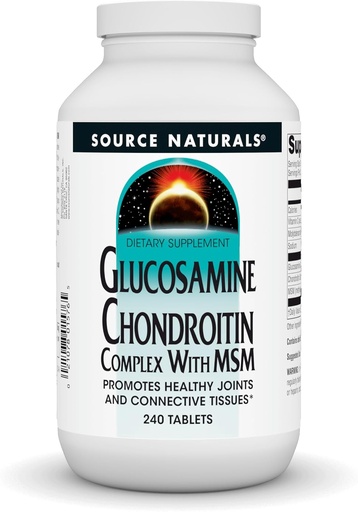 [BRSWIYQOAUNAEALO] Sursa Naturals Glucosamine Chondroitin Complex cu MSM, promovează articulații sănătoase și tossues Connective* - 240 comprimate
