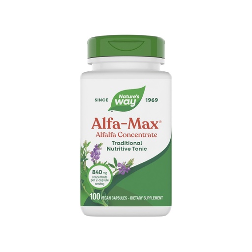 [BRSWIZYZOMCB4EA3] Nature's Way Alfa-Max - Alfalfa Concentrate Dietary Supplement - Traditional Nutritive Tonic - 840mg per 2-Capsule Serving - Gluten-Free, Dairy-Free & Vegan - 100 Count (50 Servings)