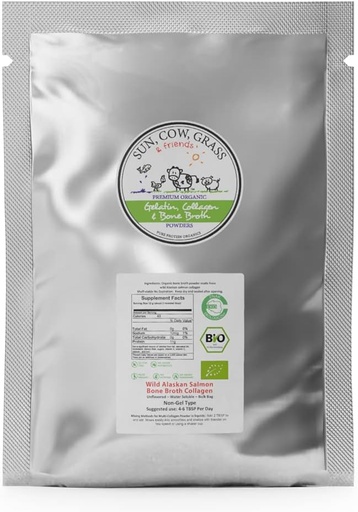 [BRSWKH3ZBMAA4DDE] Wild Alaskan Salmon Bone Broth Collagen Powder 5LB Pure Protein Non-Gelling Type - Unflavored, No Taste