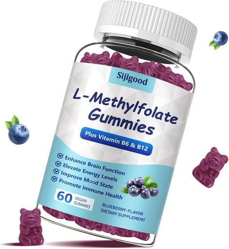 [BRSRAGIZOZYQMHTK] 메틸 B12를 가진 L Methylfolate Gummies - Empower 계류, 낙관된 뇌 건강 & Fortify 면역 체계. 블루베리 맛 60 조사.