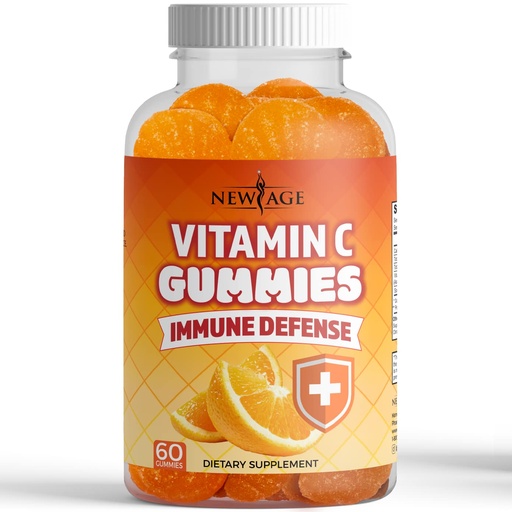 [BRSRMCQTPMNQMYA7] NEW AGE Vitamin C Gummies Orange Vitamin C Gummy - Supports Healthy Immune System - Vegetarian Without Gluten (60 Gummies)