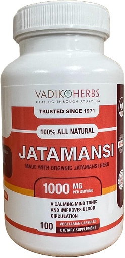 [BRSWIYTYBYIAAAYZ] Vadik Herbs Certified Organic Jatamansi Spikenard Root (Nardostachys jatamansi) Powder | (100 Vegicaps) | Made with Potent Extract Powder | 1 Cap Daily ~ Over 3 Month Supply
