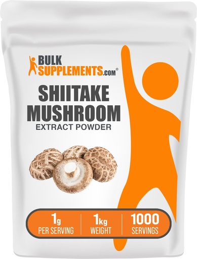 [BRSWGFINCUBGCELV] BulkSupplements.com Shiitake Mushroom Extract Powder - Shiitake Mushroom Powder Supplement, Immune Support - Vegan & Gluten Free, 1g per Serving, 1kg (2.2 lbs) (Pack of 1)