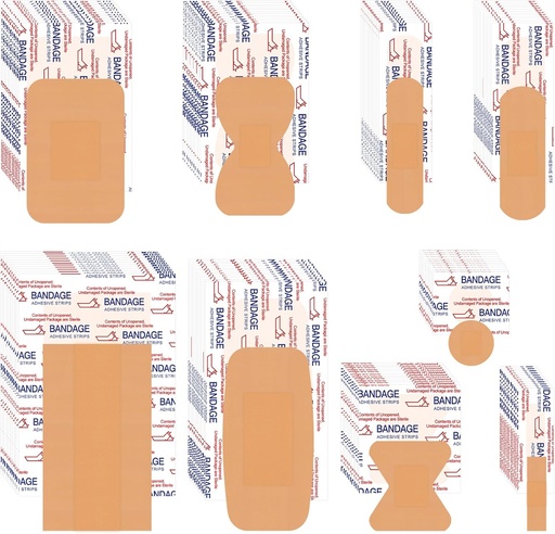 [BRSROAL3CIMBSCT4] VAIPI 880 Pack Bandages Variety Pack Waterproof Fingertips Bandages Various Sizes First Aid Supplies Assorted Adhesive Fabric Bandage Bulk Breathable Butterfly Bandage for Wound Care (9 Styles)