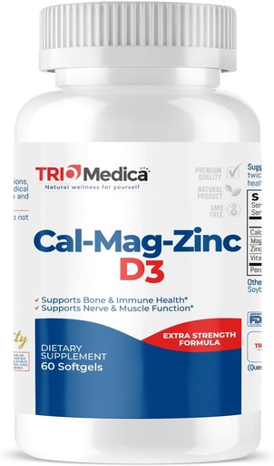 [BRSROYI6CICA43DO] Cal-Mag-Zinc D3 栄養補助食品(カルシウムマグネシウム亜鉛&ビタミンD3) | 免疫・骨・歯サポート | 非GMO | 完全菜食主義者 | グルテンフリー | 乳液フリー | コーシャ | 60 軟ゲル | (60 カウント)