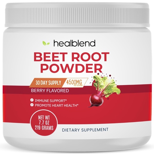 [BRSROC3RAEHAGDI3] healblend Organic Beet Root Powder - Nitric Oxide Beets, Healthy Blood Pressure Support, Blood Circulation Superfood Blueberry Flavored - 30 Servings