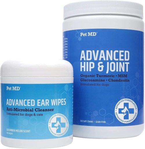 [BRSW2ZD2OIHGE2D2] Pet MD Advanced Ear Wipes + Advanced Hip & Joint