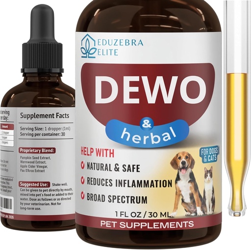 [BRSROCQKCN7BGC37] Cats and Dogs Natural Broad Spectrum Treatment - Against Parasites and Toxins - Herbal Medicine Support - All Breeds and Size - Puppy & Kitten