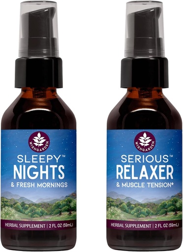 [BRSW2ZYTOQBAGYIY] WishGarden Herbs Sleepy Nights Herbal Sleep Support + Serious Relaxer Natural Relaxing Muscle Supplement (2-2oz Bundle)
