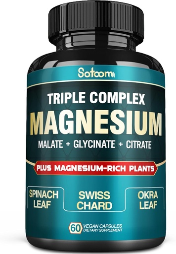 [BRSROYACBMHR4AIZ] Pure Magnesium Glycinate 500mg Capsules - High Absorption with Triple Magnesium Supplement Complex with Glycinate, Malate, Citrate - Support Heart, Joint & Brain - 60 Vegan Pills