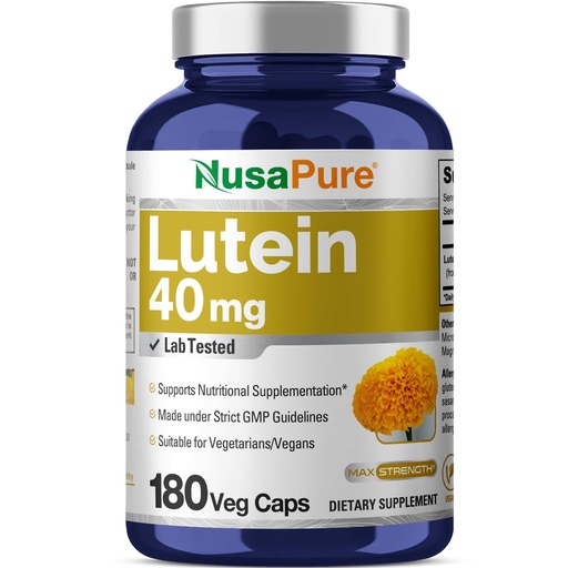 [BRSWG2QQPMMBOYL6] NusasPure Lutein - Suitable for Vegetarian/Vegan, Non - GMO - 40 mg - 180 Capsules