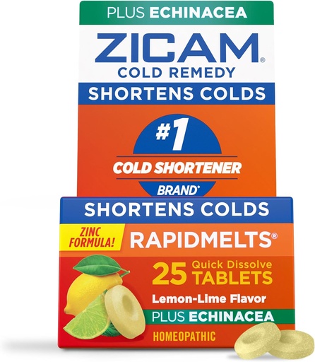 [BRSWIZAZAYDWAHI5] Zicam Zinc Cold Remedy RapidMelts Quick-Dissolve Tablets Lemon-Lime Flavor with Echinacea 25ct