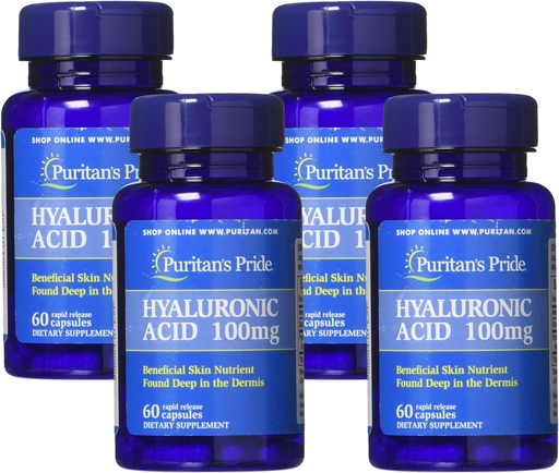 [BRSRAY3ROAHWKDL7] Pride de Puritan Ácido Hialurónico 100 mg cápsulas, 60 cuenta (Pack de 4)