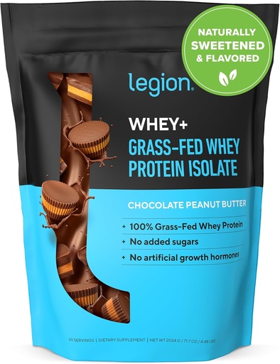 [BRSWKHY2O4HWODQU] LEGION Whey+ Protein Whey Isolate fra grass Fed kyr - Whey Protein Isolate pulver Lav kalorie, ikke-GMO, sukkerfri, saltholdig og glutenfri, alt naturlig protein pulver for menn og kvinner (30 serveringer)