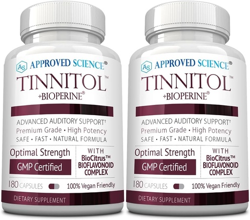 [BRSROAQEOIFGOGQ6] Approved Science Tinnitol - Tinnitus Support supplement - Ease Ring in The Ears - Boost Inner Ear Health - 2 Bottles - 6 Month Supply - Made in The USA