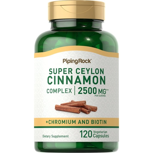 [BRSWYZYKOUJWEHLL] Piping Rock Ceylon Cinnamon Capsules | 120 Pills | Complex Supplement with Chromium and Biotin | Vegetarian, Non-GMO, Gluten Free