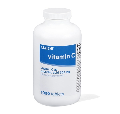 [BRSWGZQHBMCAOCLH] Major Vitamin C-500 mg Ascorbic Acid - Vitamin C Tablets - Dietary Supplement - 1000 Tablets