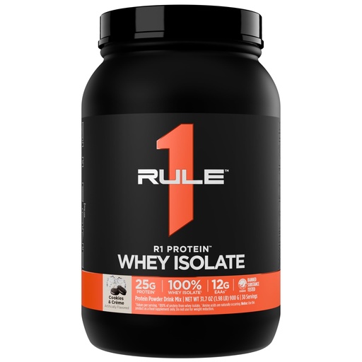 [BRSW2A37AR4GY332] Rule 1 Proteins R1 Protein Whey Isolate, Cookies & Crème, 2 Pounds | 25g Protein & 6g BCAA Exclusively from Whey Isolates and Hydrolysate isolates for Workout Recovery and anytime use