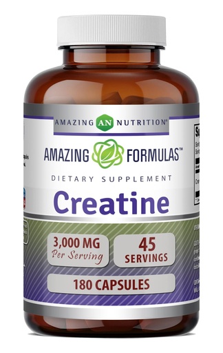[BRSROFL3A4HBGHLA] Amazing Formulas Creatine Monohydrate 3000 Mg Per Serving Capsules Supplement | Non-GMO | Gluten Free | Made in USA (Pack of 1 | 180 Count)