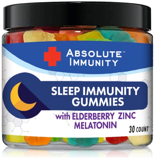 [BRSWYFACDIJQAELA] Absolute Immunity- Zinc and Elderberry Sleep Gummies with Melatonin, 100% Drug Free Sleep Aid, Immune System Support, Adults and Kids 30ct