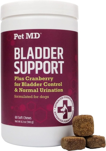 [BRSRMELQDFYR4ADO] Zwierzęta domowe MD Bladder Support Plus żurawina dla psów - Wsparcie Bladder Control & Urnanal Tract Health - Pomoc Relieve Dog UTI & Nietrzymanie moczu - Wild Yam Root & Żurawiny Bladder Bites dla psów - 60 ct