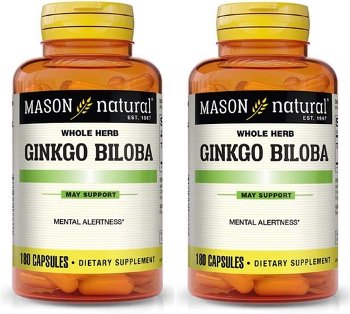 [BRSWIGAIBQCRE3QZ] Mason Vitamins Ginkgo Biloba 500 mg 180 Želatinové tobolky v lahvičce, balení po 2 lahvičkách celkem 360 tobolek