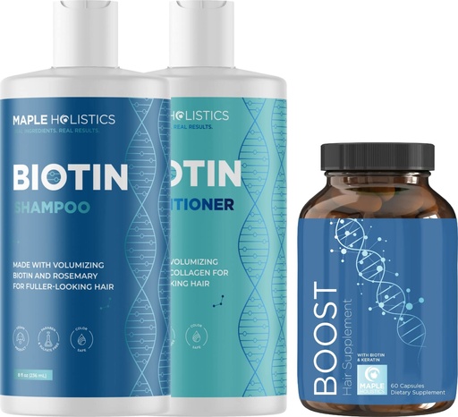 [BRSW2GQ2ABYBMALO] Biotin Shampoo and Conditioner and Hair Supplement - Biotin for Hair Growth Supplement Plus Rosemary and Volumizing Shampoo and Conditioner Set - Rosemary Biotin and Collagen Hair Thickening Products