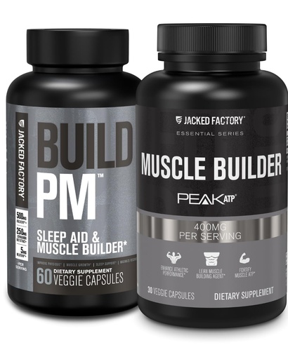 [BRSRAGD2BUBQO2DG] Jacked Factory Build PM Night Time Muscle Builder & Sleep Aid (60 Capsules) & Essentials Muscle Builder - Daily Strength Builder for Men with Peak ATP (30 Capsules)