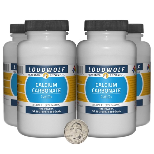 [BRSWYZLYBZ5Q2DTV] Calcium Carbonate / 2 Pounds / 4 Bottles / 97.55% Pure Food Grade/Fine Powder