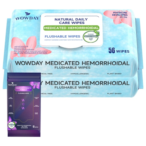 [BRSROCD3AV6QMDT3] Flushable Hemorrhoid Wipes | Medicated Witch Hazel Wipes Ph Balanced | 112 Count Natural Fragrance Free Adult Hemorrhoids Witch Hazel Wipe for Butt Itch