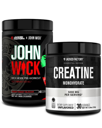 [BRSRAFT4OZ6A4YIU] Jacked Factory X John Wick - Wick Mode Pre Workout Powder (Osaka Cherry Blossom, 40 Servers) & Createine Monohydraat Powder (Unflavored, 30 Servers)