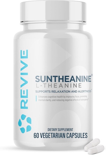 [BRSROFI7DMMB6AIV] Revive MD Suntheanine L-Theanine Supplement for Men and Women - Supports Fatigue & Brain Function for Calm Mood, Mental Clarity, Focus & Relaxation - Vegan & Gluten-Free (60 Capsules, 60 Servings)