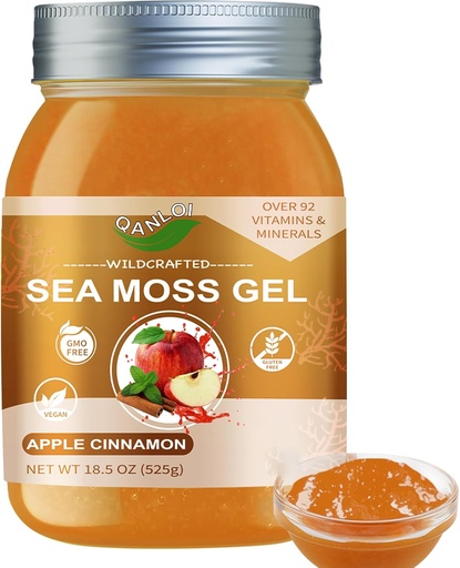 [BRSROHQ3DMPRG3AU] Seamoss Raw Gel with Irish Sea Moss,Sea Moss Supplement-Immune Support-18.5OZ Sea Moss Advanced (Apple Cinnamon)
