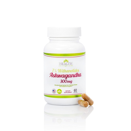 [BRSWGAQCAUBWOADJ] Ashwagandha Capsules with 7% Withanolides | Standardized Extract, 300 mg per Capsule | Once-Daily Formula | 60 Count