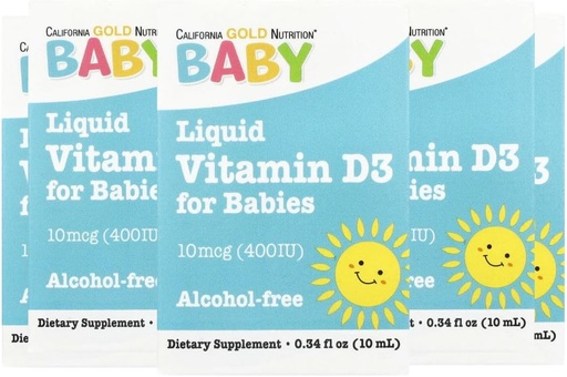 [BRSW2AY3DMNBEDI2] California Gold Nutrition Baby Vitamin D3 by - Liquid D3 Supplement for Babies, Vegetarian Friendly - Alcohol & Gluten Free, Non-GMO - 10 mcg (400 IU), 0.34 fl oz (10 ml)